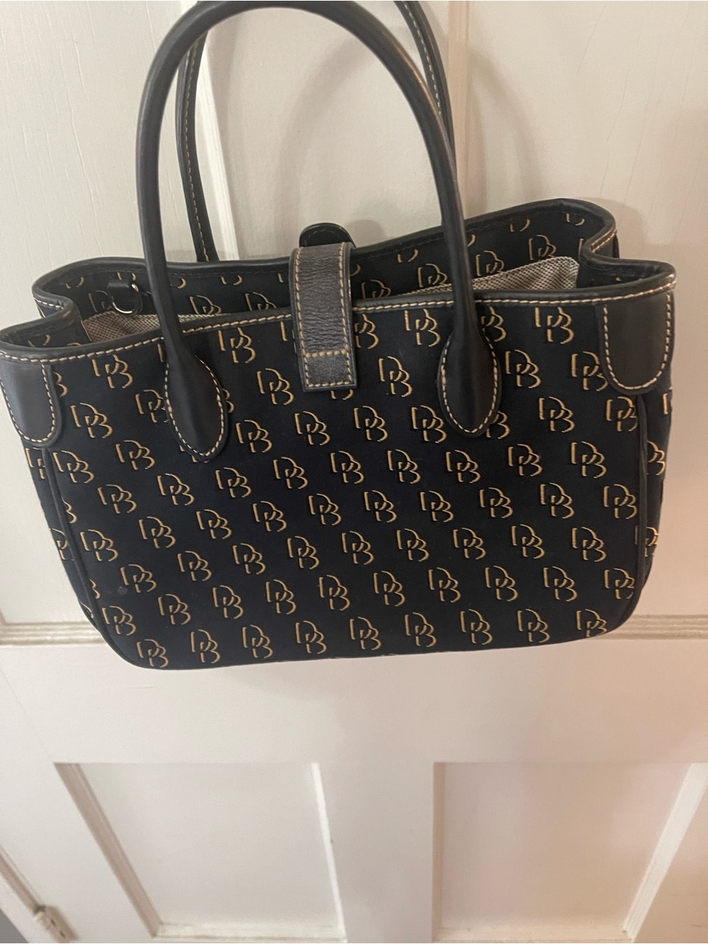 Dooney & Bourke Black Tote with Gold Monogram